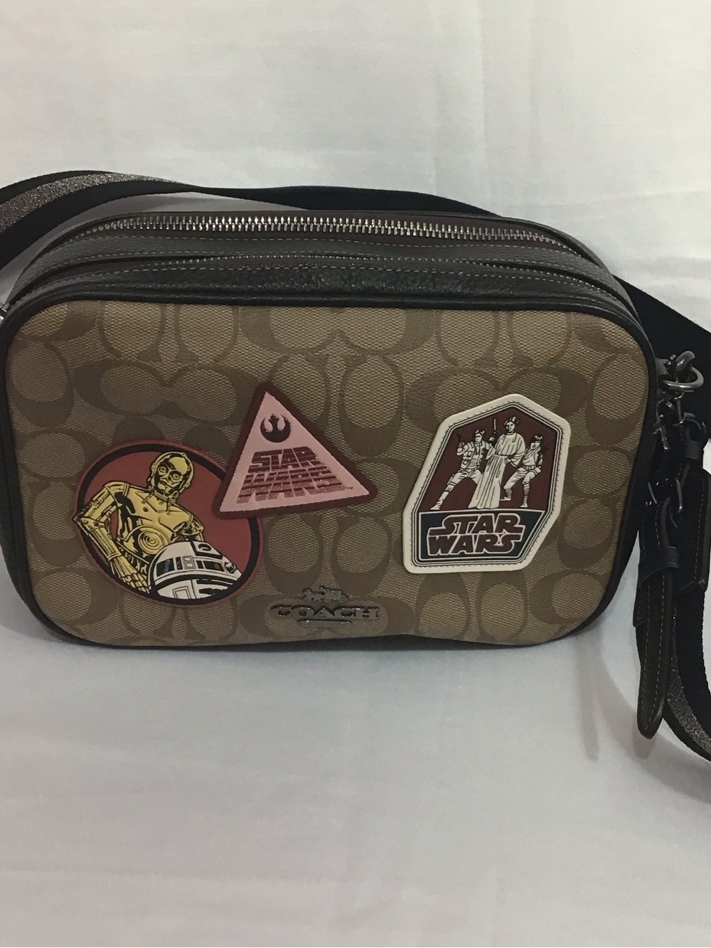 Coach x Star Wars Jes. Crossbody bag featuring C-3POand R2-D2 patches